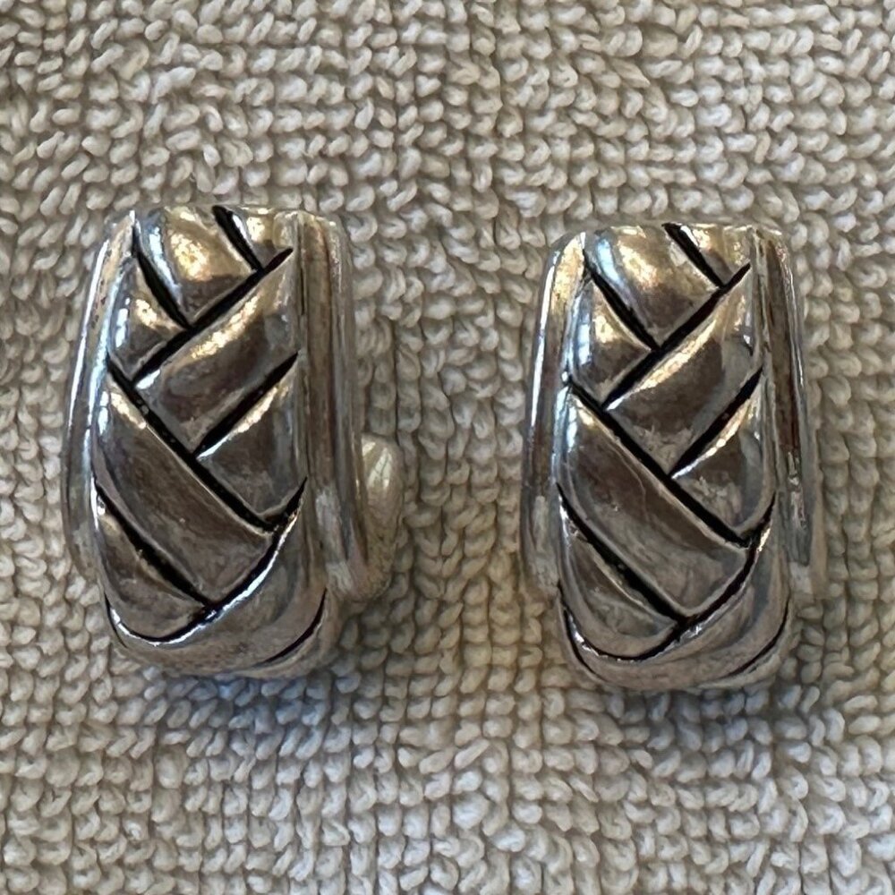 Silver Braided Clip Earrings